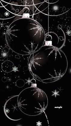 black and white christmas ornament background with snowflakes, stars and swirls