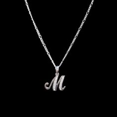 925 Sterling Silver Alphabet Letter M Pendant Necklace New Made In Mexico Letter M Initial Necklace, Letter M Pendant, Silver Formal Initial Necklace, Silver Pendant Initial Necklace For Formal Occasions, Formal Silver Pendant Initial Necklace, Hallmarked Silver Initial Pendant Necklace, Silver Hallmarked Initial Pendant Necklace, M Initial Necklace, Letter M Necklace