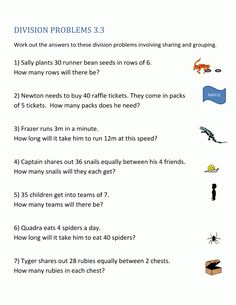 the worksheet for division problems 3, which includes two answers and three questions