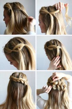 Half Braided Hairstyles, Peinados Fáciles Para Cabello Corto, Penteado Cabelo Curto, Braided Hairstyles Tutorials, Box Braids Hairstyles, Braids Hairstyles, Hairstyles Short, Hair Dos, Bobs Haircuts