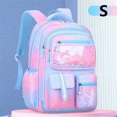 UAKISS - Primary Kawaii Cute Waterproof Little Gradient Color Children Backpack School Bags Back Pack For Kid Child Teenage Schoolbag sac Cute Pink Backpack For Outdoor Activities, Large Capacity Pink Kawaii Backpack, Large Capacity Pink Kawaii Bag, Kawaii Large Capacity Pink Backpack, Large Capacity Kawaii Pink Backpack, Pink Kawaii Backpack For Daily Use, Pink Bags For Daily Use And Back To School, Pink Bags For Daily Use, Back To School, Back To School Pink Waterproof Backpack