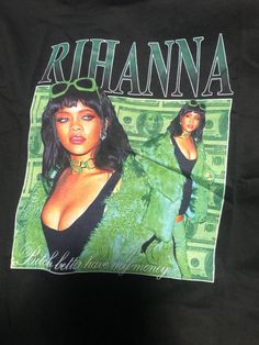 Celebrity Tshirts Graphic Tees, Rihanna Tshirt Design, 2000s Tshirt Design, Rihanna Graphic Tee, Band Merch Design, Celebrity Tshirt, Rihanna Shirt, Celebrity Merch, Rihanna T Shirt