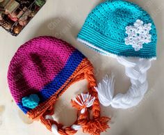 Frozen 2 is about to come to theaters!!  Treat your Princess' to these cute and warm Anna/Elsa inspired beanies! Purchase separately or as a pair. Machine Washable and size customizable.  Ones pictured are Anna size 5 and Elsa size 7. Ask about personalizing with name beads!  Please continue to read below for back story and approximate size chart... After choosing this pattern to make, we read that story...we knew we had to make this for her.  The Anna pattern was made for a little girl named Brylee who passed away after battling DIPG, a rare and fatal brain tumor.  We made this hat in her memory and ask that you please consider donating to one of Brylees' Charities: http://bryleein5.blogspot.com/ http://www.dipg.org/ http://www.mascotmiraclesfoundationutah.org/ (These websites are taken d Anna And Elsa, Anna Elsa, Elsa Anna, Frozen 2, Tree Crafts, Skull Cap Beanie, Skull Cap, Crochet Tutorial, One Pic