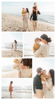 family photos on the beach with their children