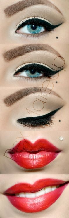 Fabulous face! Maquillage Pin Up, Stile Pin Up, Rockabilly Makeup, 50s Makeup, 60s Makeup, Pin Up Makeup, Pin Up Looks, Pin Up Hair, Lip Shapes