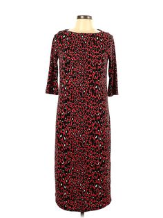 Next Casual Dress Size: 10 Red Dresses - used. 100% POLYESTER, Boatneck, Print, Midi/Calf Length, 3/4 Sleeve | Next Casual Dress: Red Print Dresses - Used - Size 10 Red 3/4 Sleeve Midi Dress For Fall, Red Midi Dress With 3/4 Sleeves For Fall, Red Midi Dress With 3/4 Sleeves, Red Half Sleeve Dress For Fall, Red 3/4 Sleeve Dress For Fall, Red Casual Dress, Red Dresses, Print Dresses, Dress Red