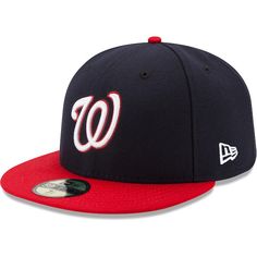 Men's Washington Nationals New Era Navy/Red Alternate Authentic Collection On-Field 59FIFTY Fitted Hat Red Bill, Washington Nationals, New Era 59fifty, Fitted Caps, Fitted Hat, Team Colors, Fitted Hats, Sport Fitness, New Era