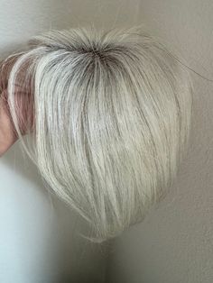 White human hair Topper without bangs with 4.5x3.5 base size covers crown  lhair loss.pale white topper is  12 inch in length .This hair topper is light weight is for thinning crown .Natural white clip in hair topper is easy to apply  hair piece for alopecia medium hair styles for every day wear / casual hair style or can be gift at any occasion The topper features natural-looking pale white  grey mix , which add depth and dimension to your hair, giving you radiant look. The clip-in design makes Natural Looking Highlights, Casual Hair, Pale White, Human Hair Clip Ins, Hair Topper, Casual Hairstyles, Hair Toppers, Wild Animal, Medium Hair