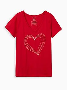 #TorridStrong Heart Slim Fit Tee - Red, JESTER RED Red Images, Dancing Baby, Heart Graphic, Graphic Top, Plus Size Womens Clothing, Giving Back, Sleek Look, Workout Tee, Plus Size Tops