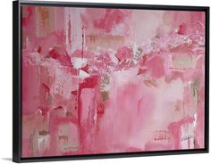 an abstract painting with pink and white colors