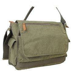 It is large casual style canvas messenger bag with a cushion pocket for the laptop computer purpose. Its main feature is plain and clean looking but very roomy and functional with multiple external and internal pockets, a great bag for school, travel, or business people. Canvas has its elegant beautiful vintage looking which fits both casual and formal occasions. Color: Green. Laptop Messenger Bags, Small Notebook, Canvas Messenger Bag, Computer Bags, Leather Messenger Bag, Green Bag, Casual Bags, Canvas Bag, Laptop Bag