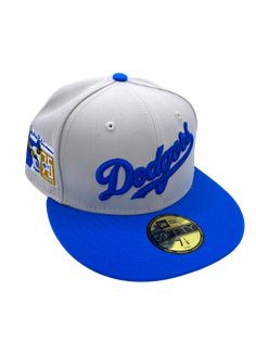 the dodgers snap back hat in white and blue