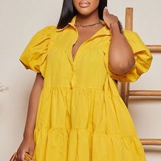 Puff Sleeves Loose Casual Mini Dress Short Loose Dress, Loose Shirt Dress, Loose Mini Dress, Street Dress, Princess Sleeves, Split Maxi Dress, Multicolor Dress, Turndown Collar, Puffed Sleeves Dress