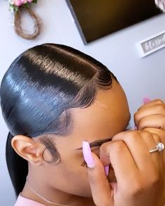 Black Ponytail, Slicked Back Ponytail, Sleek Ponytail, Ponytail Hairstyles, Hair Stylist, Ear Cuff, Sleek, Hairstyles