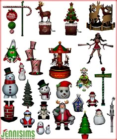 an assortment of christmas items and decorations are shown in this graphic art work - up