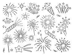 fireworks and confetti coloring pages for kids to print on the go with color