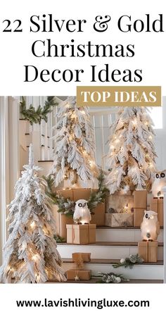 silver and gold Christmas decorations Silver Gold Christmas Decorations, Silver And Gold Christmas Decor, Gold Christmas Decor Ideas