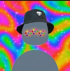 a snowman wearing a black hat and colorful background