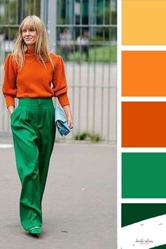 Colour Combinations Fashion, Color Combos Outfit, Color Blocking Outfits, Color Combinations For Clothes, Color Trends Fashion, Style Coach, Mode Casual, Green Outfit, Green Pants