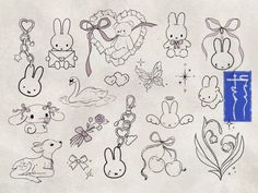 an image of various cartoon animals drawn on paper