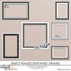 a set of frames with the word simply framed star wars - frames