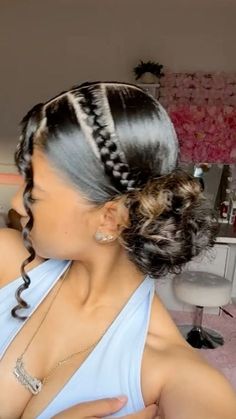 Cute Colors To Dye Your Curly Hair, Hairstyles With Hats Curly Hair, Cute Hairstyles Protective, Beach Hairstyles For Natural Hair, Waterpark Hairstyles Curly Hair, Hairstyles With Braids Natural Hair, Poofy Hair Styles, 2 Buns With Braids, Girly Curly Hairstyles