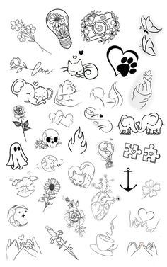 a bunch of different types of tattoos on a white background