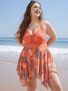 BloomChic Plus size clothing for women. You'll actually want to wear. Shop women's clothing sizes 10-30. With new styles added daily, you'll always find something to love. Free shipping on order $69. Free return for first order. Just shop now. Color:Pink Season:Spring Elegant Swimwear, Plus Size One Piece, Trendy Swimwear, Tankini Set, Plus Size Kleidung, Swim Dress, Womens Clothing Sizes, Cami Tops, Women Swimsuits