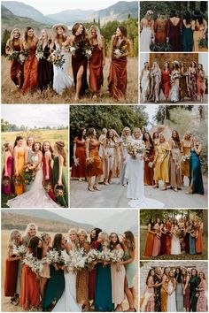 a collage of photos showing different bridesmaids and groomsmid's