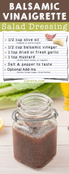 balsamic vinaigrette salad dressing recipe in a jar