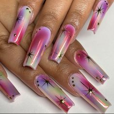 Cosmic Nails, 90s Nails, Bubble Nails, Exotic Nails, Nails Only, Bling Acrylic Nails, Kawaii Nails