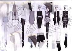 an image of fashion sketches on display in a frame