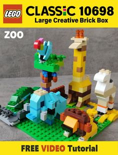 a lego book with an image of giraffes and other animals in it