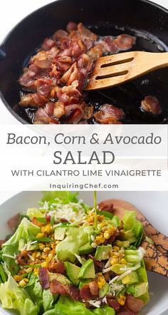 bacon, corn and avocado salad with cilantro lime vinaiere