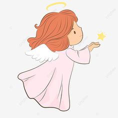 an angel with red hair and white wings, angels, person, cartoon png and psd