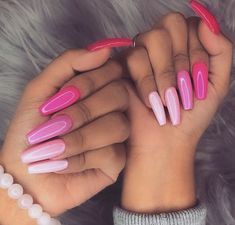 Trendy Summer long ombre coffin nails; coffin nails; ombre nails; trend coffin nails in 2019; nails acrylic；#ombrecoffinnails Nail Designs Colors, Light Pink Nail Designs, Best Nail Designs, Multicolored Nails, Light Pink Nails, Colorful Nail, Ombre Acrylic Nails, Pink Nail Art