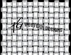 the western designs logo is shown on a black and white background with woven squares in it