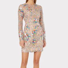 Milly Leona Multi Colored Confetti Sequined Dress Back Zip, Nwt 34 1/2” From Shoulder To Hem 18” Across Chest, 15” Across Waist, 19” Across Hip Tiger Sequin Dress, Glamorous Multicolor Formal Dress, Elegant Multicolor Sequin Cocktail Dress, Multicolor Sheath Party Dress, Elegant Multicolor Dresses For Holidays, Multicolor Long Sleeve Sequin Dress For Spring, Elegant Multicolor Sequin Dress For Spring, Spring Dinner Mini Dress With Sequins, Multicolor Cocktail Dress For Holiday