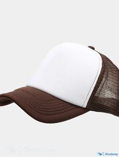 a brown and white trucker hat is shown