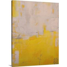 an abstract painting with yellow and white colors