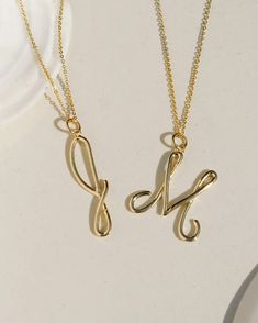 Material: 10k gold plated over brass  Pendant: 1 3/4" height Chain: adjustable length 18" - 20" Inexpensive Jewelry, Gold Letter Necklace, Jewelry Pendants, Monogram Necklace, Diamond Charm, Initial Jewelry, Letter Pendants, Initial Pendant, Girly Jewelry