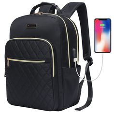 PRICES MAY VARY. Quality Materials: 16.9"H x 13.3"L x 7.8"W, weighs only 1.5 lbs - a carry on backpack. Featuring a sophisticated gold plated zipper, leather top handle, stylish twill nylon exterior material and fully lined ripstop custom printed polyester interior. This women laptop backpack purse is not only a durable & stylish backpack, but also a lightweight, scratch-resistant, and waterproof backpack. Trolley Sleeve, Multifunctional Shoulder Straps: The ergonomic shoulder straps are comfort Backpack For Women, Business Work, Work Travel, Backpack Purse, Laptop Backpack, Laptop, Purse, Backpacks, For Women