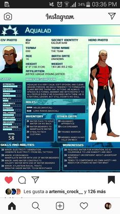 the user's profile for aqualadd, an animated character from star trek