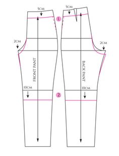 the front and back view of a women's pants with measurements for each side