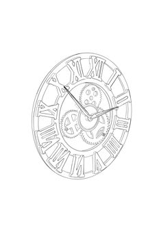 a drawing of a clock with roman numerals