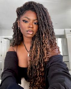 Natural Looking Faux Locs Black Women, Black Women Boho, Goddess Faux Locs Lace Wig, Rough Faux Locs, Rihanna Faux Locs Dreads, Microlocs Journey, Best Crochet Hair, Crotchet Goddess Faux Locs, Goddess Locs Crochet