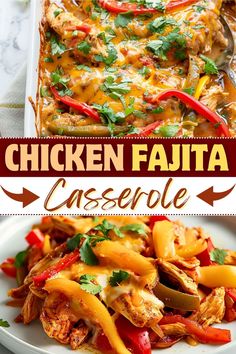 chicken fajita casserole with peppers and cheese