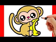 someone is drawing a cartoon monkey with a banana in front of the flag of peru