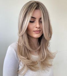 Long Blonde Hairstyles 2023, Long Layered Front Hair, 2023 Long Layered Hair, Side Part Long Bangs Medium Hair, Medium To Long Layered Haircuts, Framing Pieces, Layers Haircut, Face Framing Hair, Layers Long