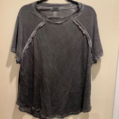 Nwot Zenana Large Black/Gray Acid Washed Shirt Light Airy Material But Fits Shorter On A Longer Torso Gray Distressed Tops For Summer, Summer Gray Distressed Tops, How To Acid Wash A Shirt, Casual Washed Black Tops For Layering, Spring Gray Washed Tops, Gray Casual Tops For Layering, Casual Washed Gray Tops, Gray Washed Short Sleeve Tops, Casual Distressed Gray Tops